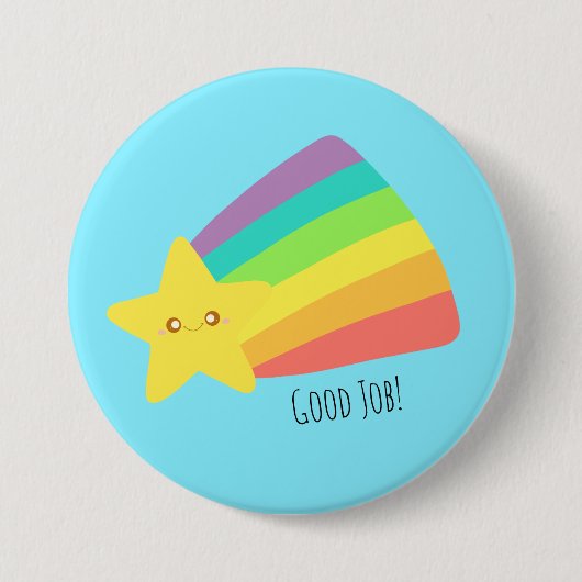 Schattigee regenboog ronde button 7,6 cm (Voorkant)