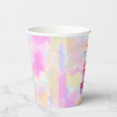 Schattigee regenboog roze axolotl meisje verjaarda papieren bekers (Rechts)