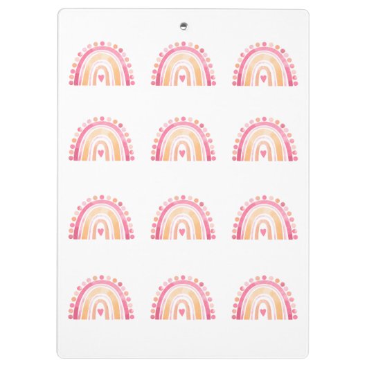Schattigee regenboog, roze boho waterverf klembord (Achterkant)