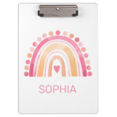 Schattigee regenboog, roze boho waterverf klembord (Voorkant)