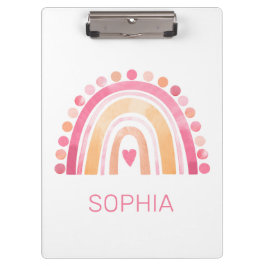 Schattigee regenboog, roze boho waterverf klembord