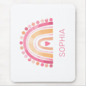 Schattigee regenboog, roze boho waterverf muismat (Voorkant)