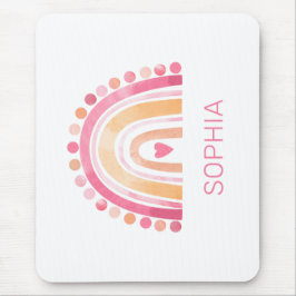 Schattigee regenboog, roze boho waterverf muismat