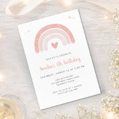 Schattigee regenboog roze script meisje verjaardag kaart