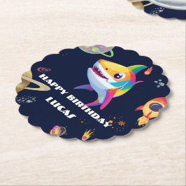 Schattigee regenboog Shark Galaxy Rocket verjaarda Kartonnen Onderzetters