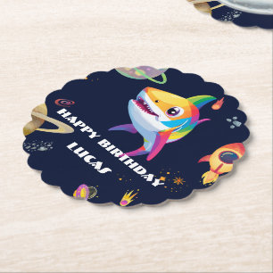 Schattigee regenboog Shark Galaxy Rocket verjaarda Kartonnen Onderzetters