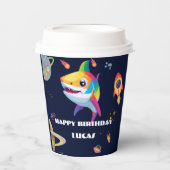 Schattigee regenboog Shark Galaxy Rocket verjaarda Papieren Bekers (Voorkant)