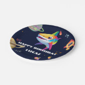 Schattigee regenboog Shark Galaxy Rocket verjaarda Papieren Bordje (Gekanteld)