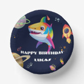Schattigee regenboog Shark Galaxy Rocket verjaarda Papieren Kommen (Voorkant)