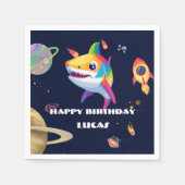 Schattigee regenboog Shark Galaxy Rocket verjaarda Servet (Voorkant)