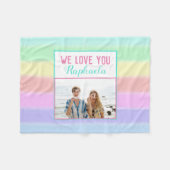 Schattigee Regenboog Strepen Custom Foto en Naam Fleece Deken (Voorkant (Horizontaal))