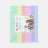 Schattigee Regenboog Strepen Custom Foto en Naam Fleece Deken (Voorkant)