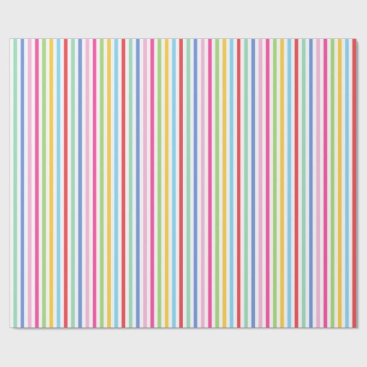 Schattigee Regenboog Stripes Verjaardag Kleurrijk Cadeaupapier (Vlak)