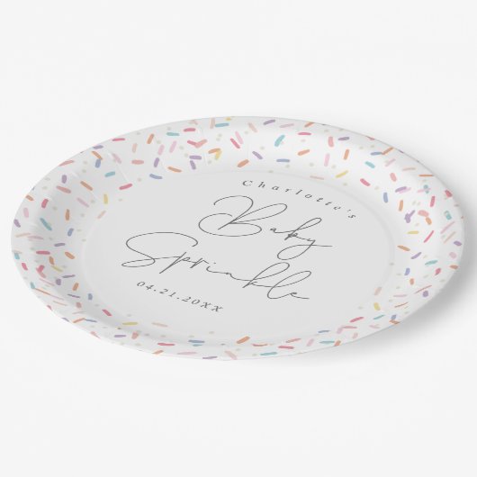 Schattigee regenboog strooit Baby strooidouche Papieren Bordje (Gekanteld)