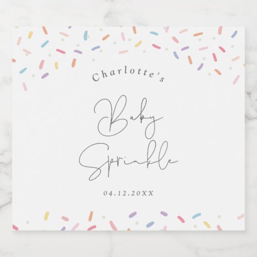 Schattigee regenboog strooit Baby strooidouche Sparkling Wijnetiket (Enkel label)