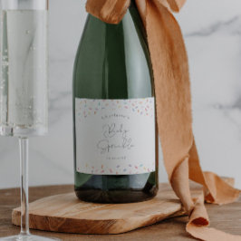 Schattigee regenboog strooit Baby strooidouche Sparkling Wijnetiket