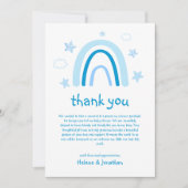 Schattigee Regenboog Waterverf Elegant Blauw Baby Bedankkaart (Voorkant)