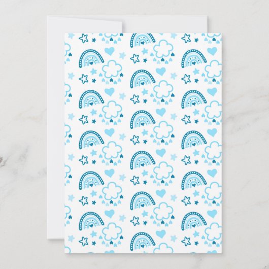 Schattigee Regenboog Waterverf Elegant Blauw Baby  Bedankkaart (Achterkant)