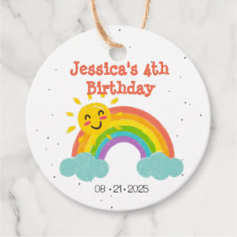 Schattigee regenboog wolken kinderen verjaardag bedankjes labels