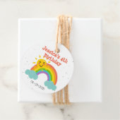 Schattigee regenboog wolken kinderen verjaardag bedankjes labels (In situ)