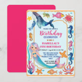 Schattigee regenboog zeemeermin schildpad walvis v save the date (Voorkant / Achterkant)