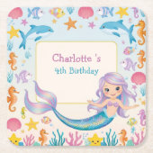 Schattigee regenboog zeemeermin vis haai walvis Ve Kartonnen Onderzetters (Voorkant)