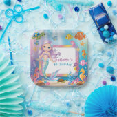 Schattigee Regenboog zeemeermin vis schildpad ster Papieren Bordje (Feest)