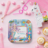 Schattigee Regenboog zeemeermin vis schildpad ster Papieren Bordje (Feest)