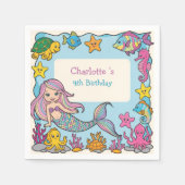 Schattigee Regenboog zeemeermin vis schildpad ster Servet (Voorkant)