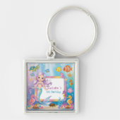 Schattigee Regenboog zeemeermin vis schildpad ster Sleutelhanger (Voorkant)