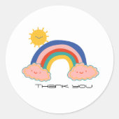 Schattigee regenboog zon Kinder terug naar school  Ronde Sticker (Voorkant)