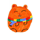 Schattigee regenboogdier Cartoon Prettige feestdag Kaart