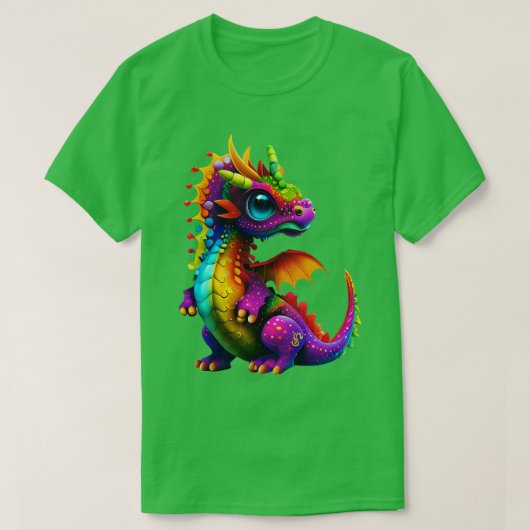 Schattigee regenboogdraak 1 t-shirt (Design voorkant)