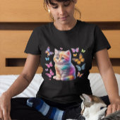Schattigee regenboogkitten en vlinders Sublimatie  T-shirt