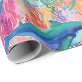 Schattigee regenboogkleur dolfijnenpatroon cadeaupapier (Rol Hoek)