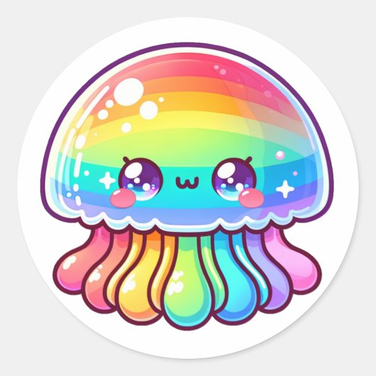 Schattigee regenboogkwal ronde sticker (Voorkant)