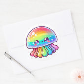 Schattigee regenboogkwal ronde sticker (Envelop)