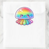 Schattigee regenboogkwal ronde sticker (Tas)