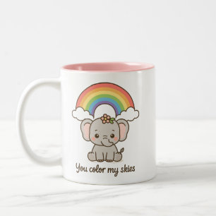 Schattigee regenboogolifant - Je kleurt mijn hemel Tweekleurige Koffiemok