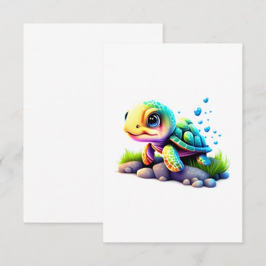 Schattigee regenboogschildpad bedankkaart (Voorkant / Achterkant)