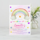 Schattigee regenboogster meisjesverjaardag kaart (Staand voorkant)