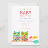 Schattigee regenbooguilen Baby shower Uitnodigen Kaart (Voorkant)