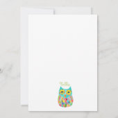 Schattigee regenbooguilen Baby shower Uitnodigen Kaart (Achterkant)