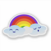 Schattigee regenboogwolk – Kawaii Sticker (Voorkant)
