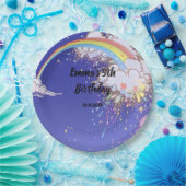 Schattigee regenboogwolken Verjaardag: pas uw fees Papieren Bordje (Feest)