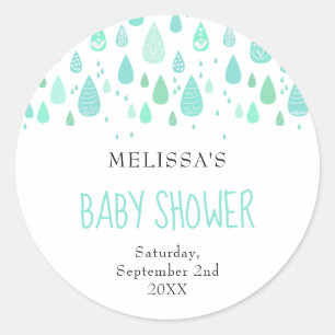 Schattigee regendruppels Baby shower / sprenkelen Ronde Sticker
