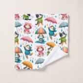 Schattigee regenhonden en katten met paraplu’s bad handdoek (Wasdoekje)