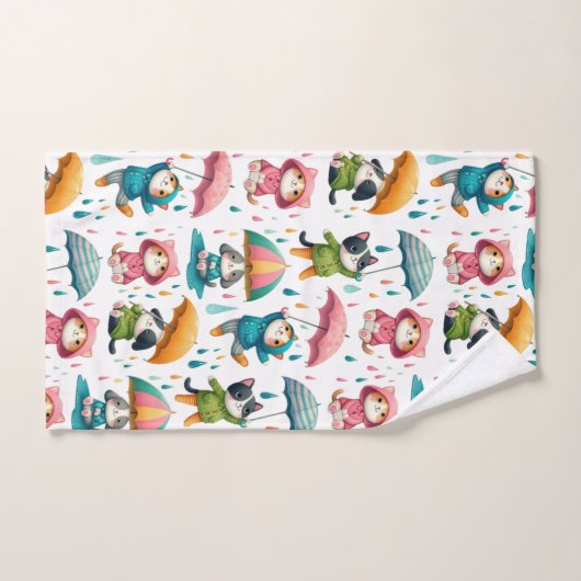 Schattigee regenhonden en katten met paraplu’s bad handdoek (Handdoek)