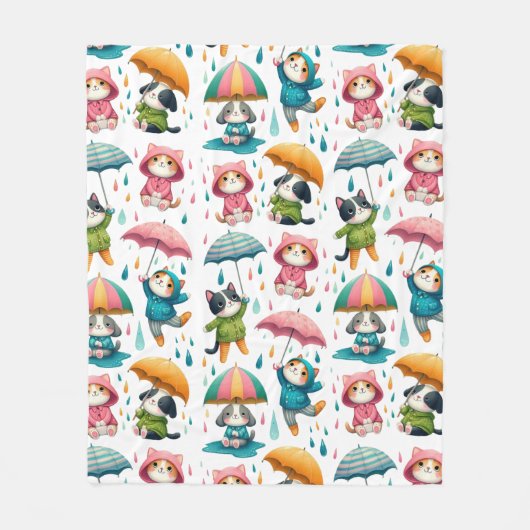 Schattigee regenhonden en katten met paraplu’s fleece deken (Voorkant)