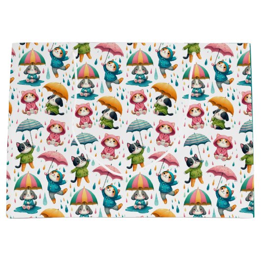 Schattigee regenhonden en katten met paraplu’s groot cadeauzakje (Voorkant)
